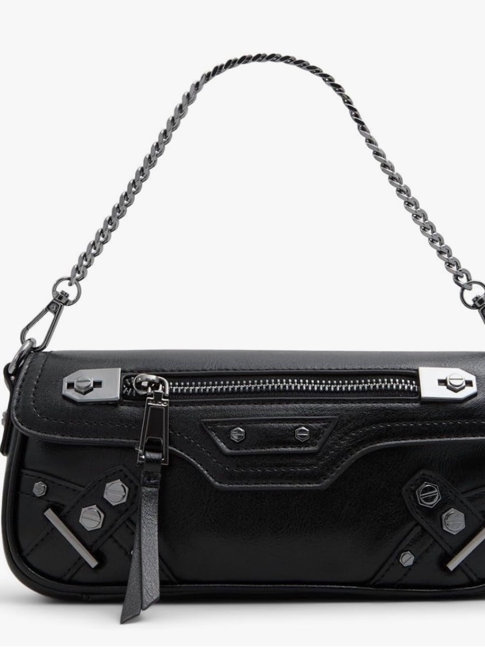 ALDO Black Studded Moto Crossbody Bag - Edgy Hardware - Perfect for HOCO